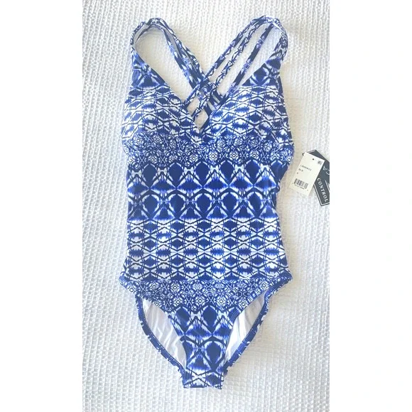 NWT La Blanca Swimsuit Size 6 One Piece Blue Oasis Tummy Control New with Tags - Picture 3 of 8